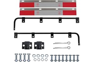 ASTAMOTOR 2 PCS Black Straight Bar Mud Flap Hanger Bracket Complete Kit & Aluminum Mud Flap Reflector Fender Reflective Tape Fit for Semi Trucks Trucks, Trailers, RVs and More