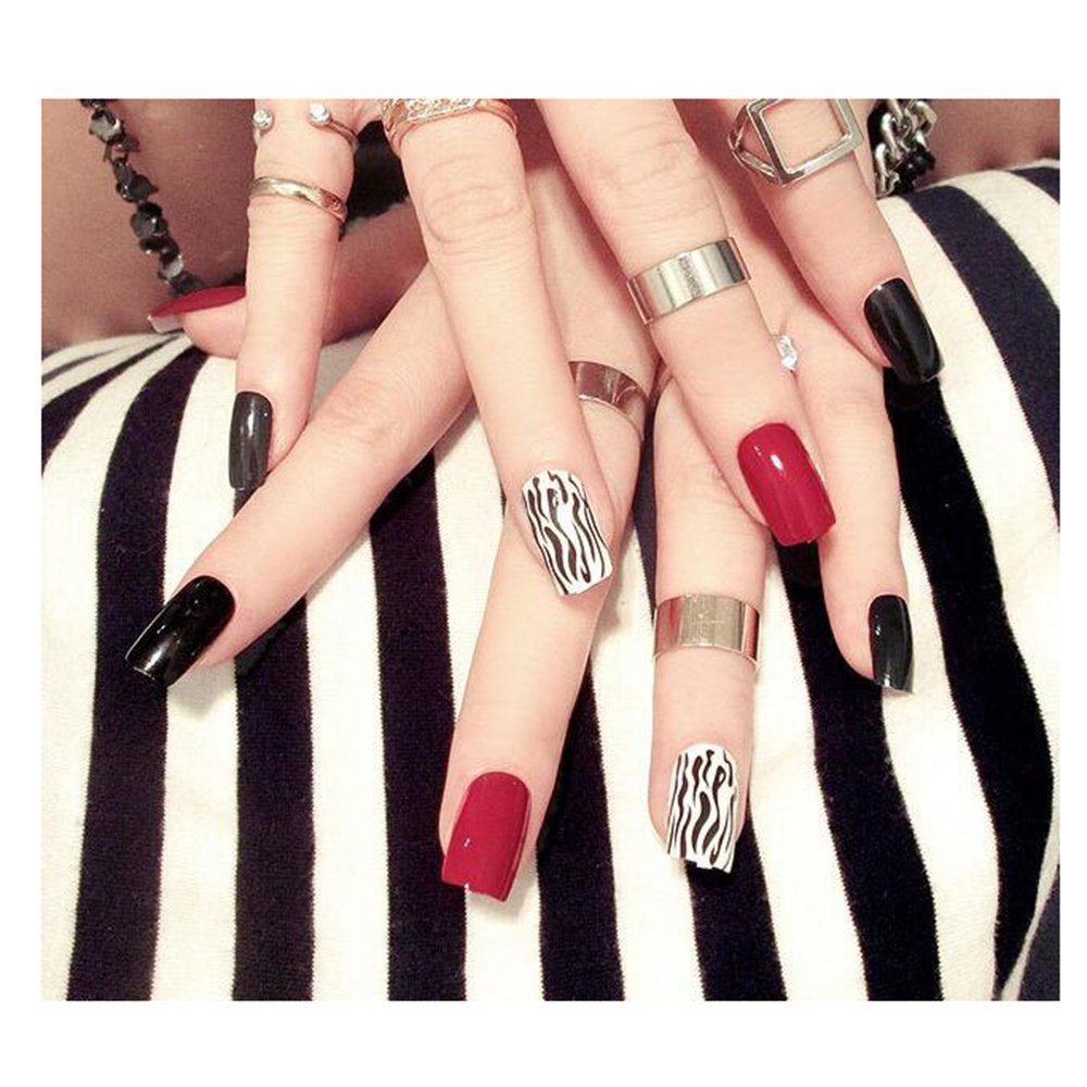 Dongcrystal 24 Pcs Fake Nails False Nail Design Pretty Nail
