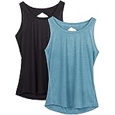 icyzone Women's Lightweight Breathable Open Back Workout Athletic Yoga Tank Tops