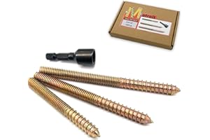 MATRELT 10Pack 3/8-16" Hanger Bolts 3 Long Sizes Include1 pcs Hanger Bolt Driver Double Headed Bolts Wood Dowel Screw Self-Tapping Screw Hanger Bolts for Furniture Screws Double Screw Threaded Rods Bolt