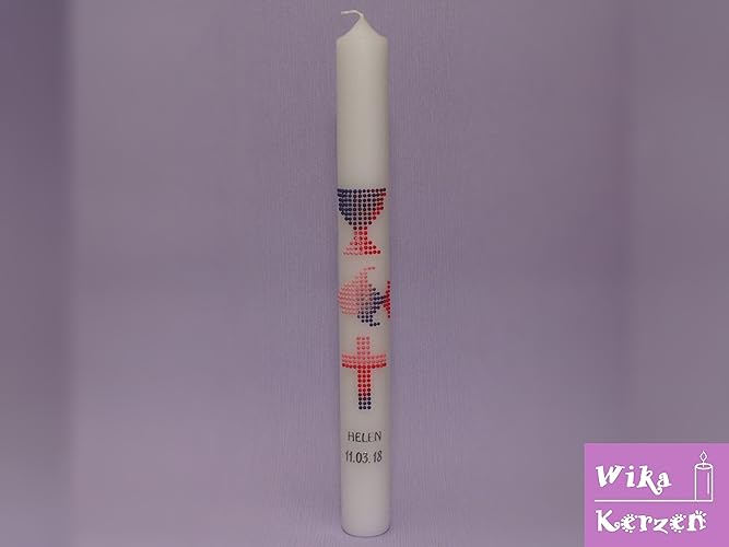 Kommunionkerzen Konfirmationskerze Kerze zur Kommunion Taufkerzen Mädchen 400x40mm inkl. Beschriftung alle Motive Handgeferti