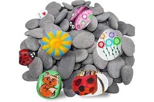 cssopenss 80 Pcs Painting Rocks, 2-3in River Rocks for Painting, 80 Chunk Flat Rocks for Painting, Unique Stones for DIY Gifts Art Craft Decor