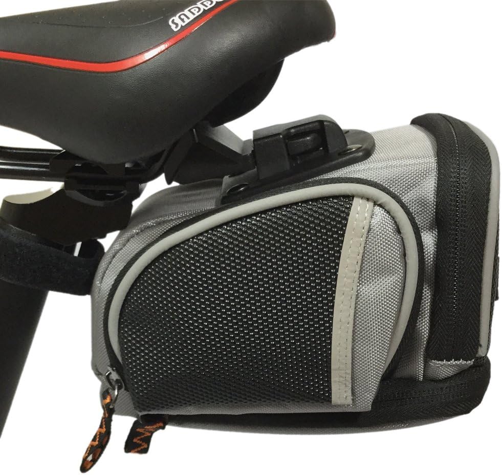 Sawz Waterproof 4 Compartment & Pocket Clip On Under Seat Bike Saddle Bag (Gray)