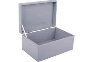 Creative Deco Large Grey Wooden Box Storage with Hinged Lid | 11.8 x 7.87 x 5.51 inches (+-0.5) | Gift Box Storage | Product NOT Intended for 15 Years OR Below