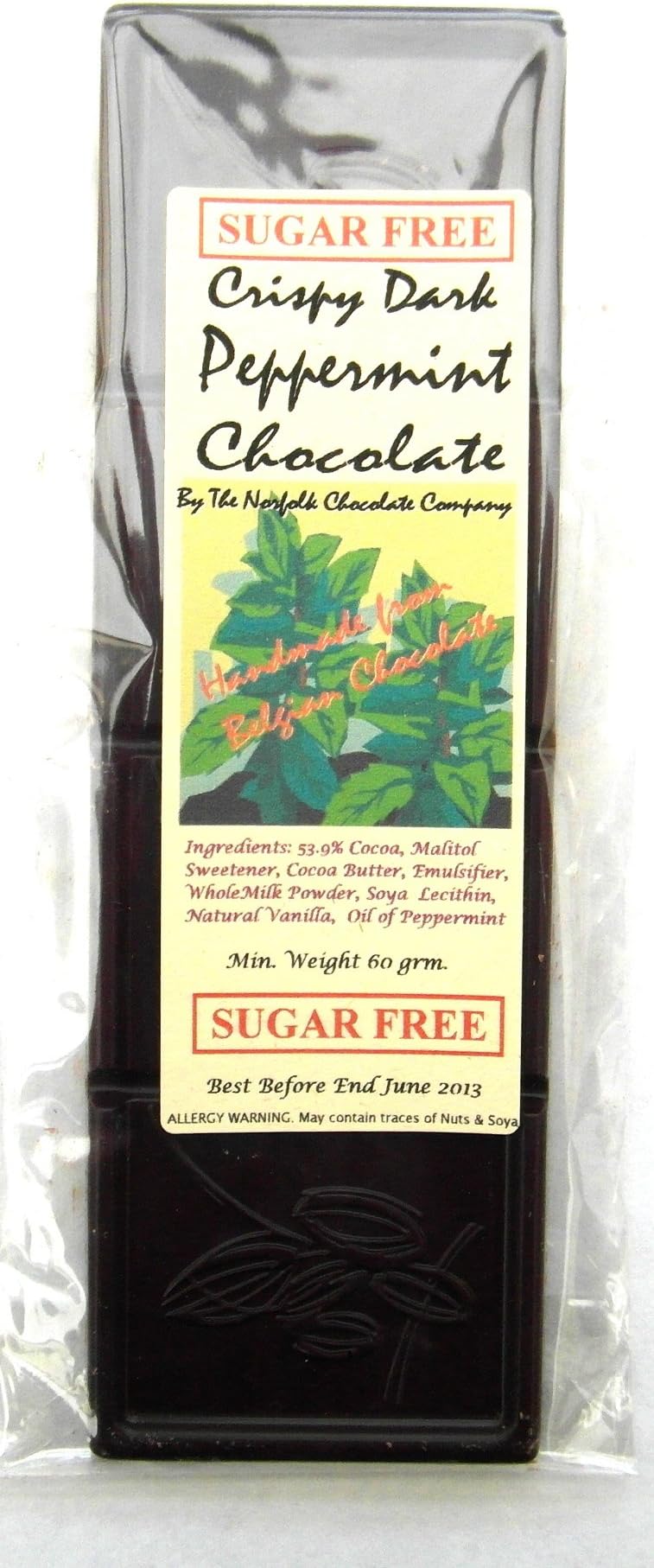 Sugar Free Dark Peppermint Chocolate 4 x 60g