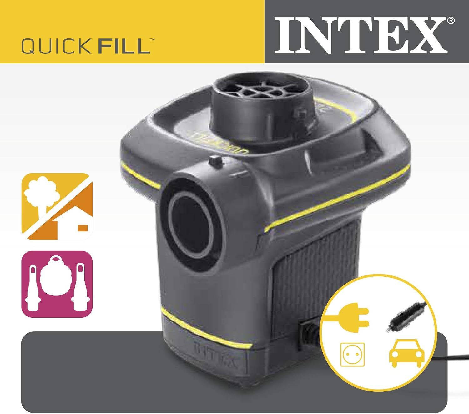 Intex 230 Volt Quick-Fill AC/DC Electric Pump (UK 3-pin Plug), Grey - Image 4