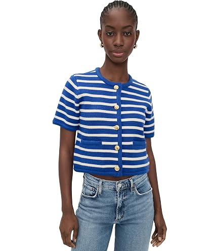 English Factory Women's Color Block Sweater Top, Blue Multi, XS at