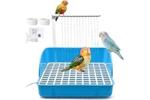 kathson Automatic Parrot Bathtub with Pump, Large Bird Shower Fountain, Parakeet Bath Tub for Medium Birds,Cockatiel,Cockatoo,Lovebird,African Grey,Conure, Budgie (Blue)
