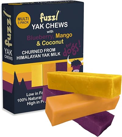 Fuzzl Yak Chews for Dogs Blueberry Mango Coconut 3 Pack - Natural Treats
