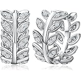 DAYBYDAY Huggie Earrings for Women 925 Sterling Silver Cubic Zirconia Gemstone Small Hoop Earrings, Leaf/Butterfly Cross/Huggie Hoop Earrings Anniversary Birthday Valentines Jewelry