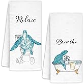 YTRGI Sea Turtle Beach Decorative Hand Bath Towels for Kids Bathroom Washroom Set of 2, Turtle Bathroom Decor, Sea Turtles Gifts for Kids Woman Man, 16x24 Inch
