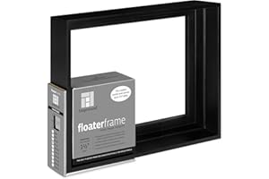 Ampersand Art Supply Floaterframe Readymade Frame for Flat and 1 1/2" Deep Wood Panel and Canvas Artwork, Paintings, Prints, and More, 9"x12", Black Thin