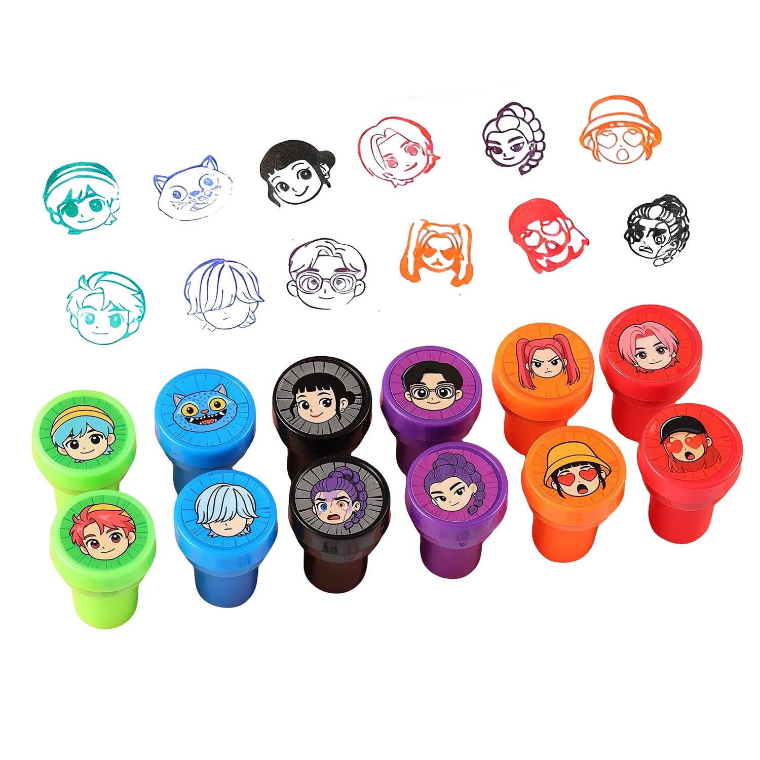 Photo 1 of  Kpop Stamps,Birthday Party Decorations Colorful Stampers Set for Goody Bag Classroom Rewards Prizes,Treat Bag Party Favors Gift