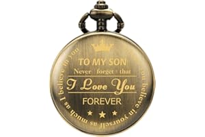 SIBOSUN Personalized Pocket Watch Engraved Back Case Birthday Graduation Men Women to My Son Daughter Quartz