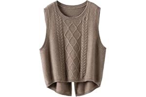 Cunlvyyds Sweater Vest Round Neck Sleeveless Knitted Sweater Vest Women Warm Casual Pullover Top for Autumn Winter, Women