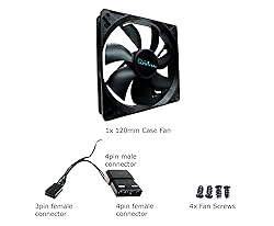 APEVIA CF12S-BK 120mm 4pin Molex & 3pin Motherboard