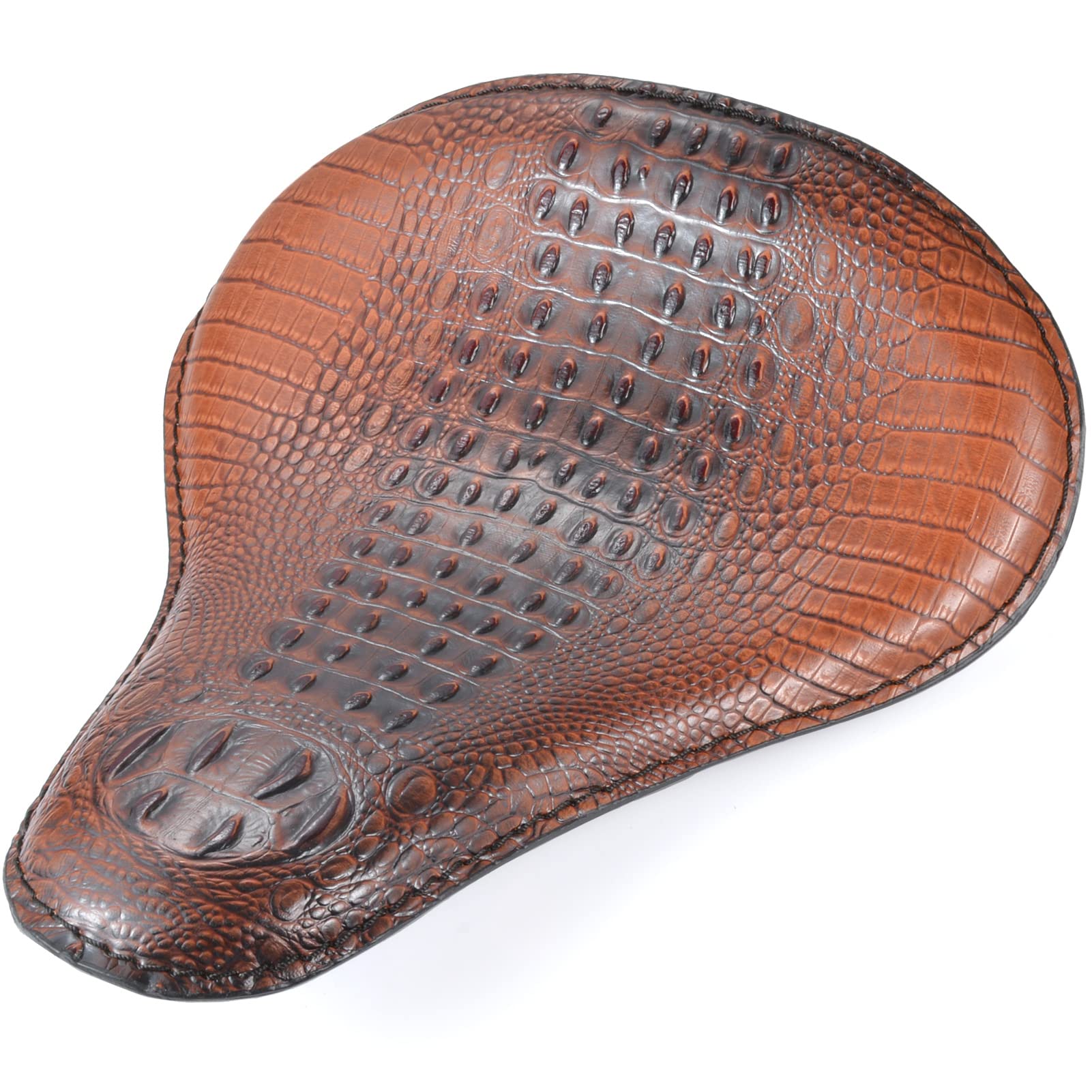 NATGIC H-arley Motorcycle Solo Seat Cushion Brown Crocodile Leather Bag for H-arley Sportster Bobber Chopper Custom