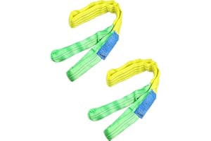 QWORK 2 Pack 2" x 5' Lifting Slings Straps Polyester Web Slings, Heavy Duty Flat Eye Lift Sling, Web Slings, Winch Strap 4400