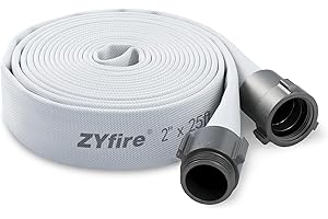 ZYfire Fire Hose - 2" ID x 25 FT Single Jacket EPDM Firefighter Hose with M × F NST/NH Aluminum Couplings 750 PSI Burst Pressure Lightweight for Use in Firefighting