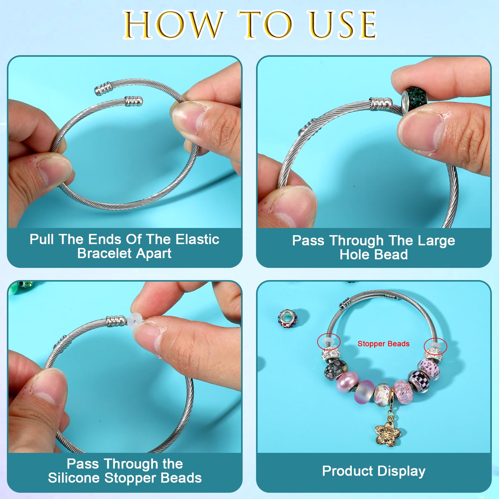 45 Pcs Snake Charm Bracelet Set Stainless Steel Expandable Bangle Bracelets Adjustable Silver Snake Bracelet Chain for Women DIY Jewelry Making Supplies Christmas Birthday Gifts