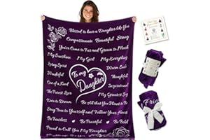 BUTTERTREE Mothers Day Gifts for Daughter – Meaningful Cozy Present Blanket, Daughter Gift, from Dad, 65” x 50” (Purple)