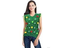 v28 Ugly Christmas Sweater for Women Reindeer Funny Merry Knit Sweaters Vest