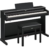 Yamaha Arius Series 88-Key Weighted Digital Piano Keyboard, Full Size, GrandTouch-E Action, CFX Concert Grand Piano Sound, 3-Pedal Unit, Bench Included, Classic Upright Design in Black YDP-166B