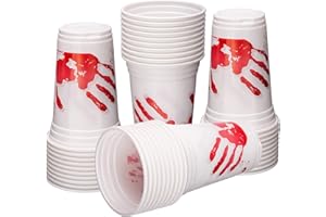 ArtCreativity Halloween Plastic Cups – 50 Pack Disposable 10oz Party Cups – Blood Print Drinkware for Kids & Adults, Scary Spooky Party Supplies, Horror Decorations, Haunted House & Trick or Treat