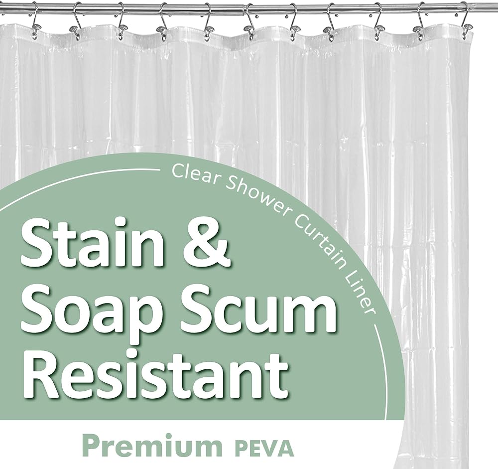 Barossa Design Oeko-tex Certified Shower Curtain Liner Standard Size, Clear | Waterproof PEVA, Rustproof Grommets, 3 Bottom M
