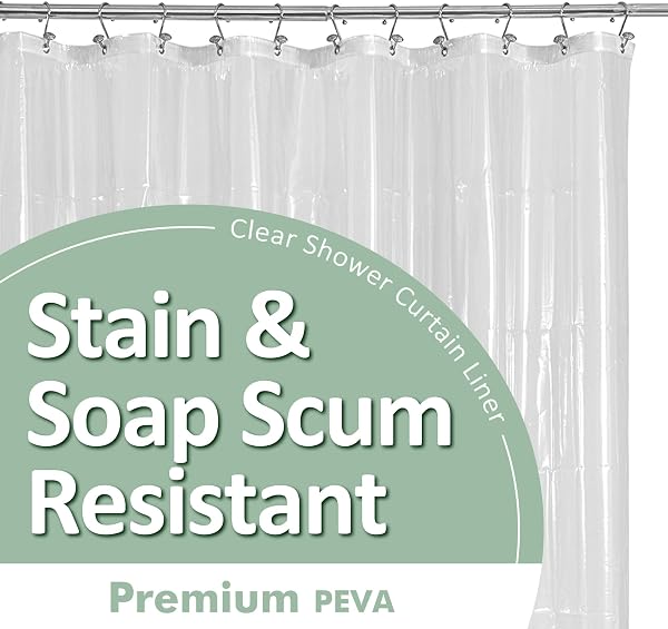 Barossa Design Plastic Shower Liner Clear - Premium PEVA Shower Curtain Liner with Rustproof Grommets and 3 Magnets, Waterpro
