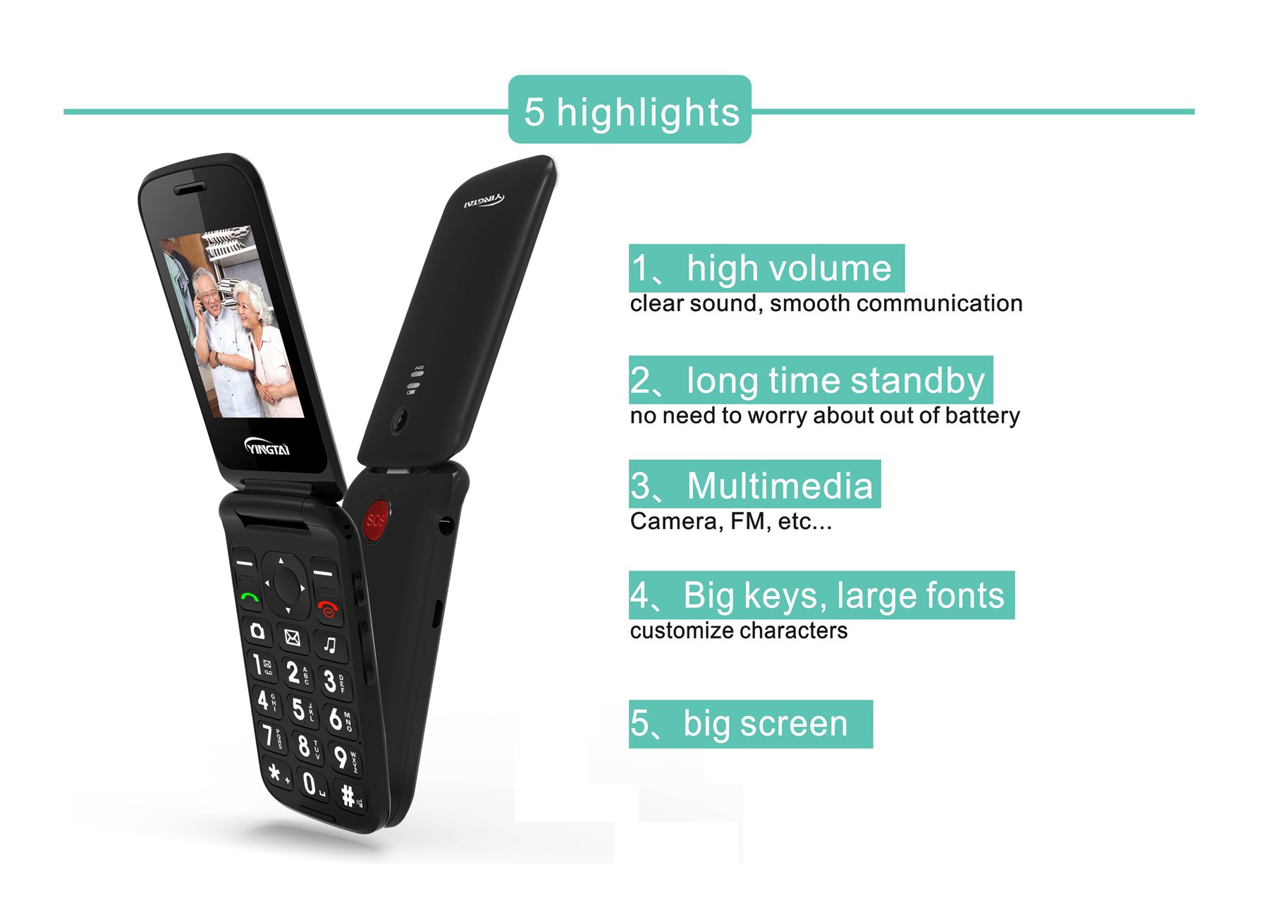 YINGTAI T22 3G Big Button Phones for Seniors with Speed Dial 2.4