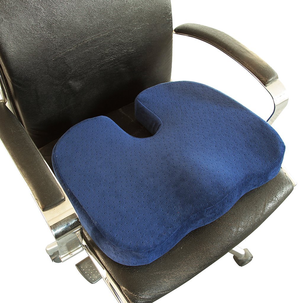 ChiroDoc Coccyx Seat Cushion with Removable Heating Pad - Powered by AC Wall Adapter - Perfect For Coccyx & Tailbone Pain Relief (Sciatica) - Reduce Lower Back Pain From Sitting All Day