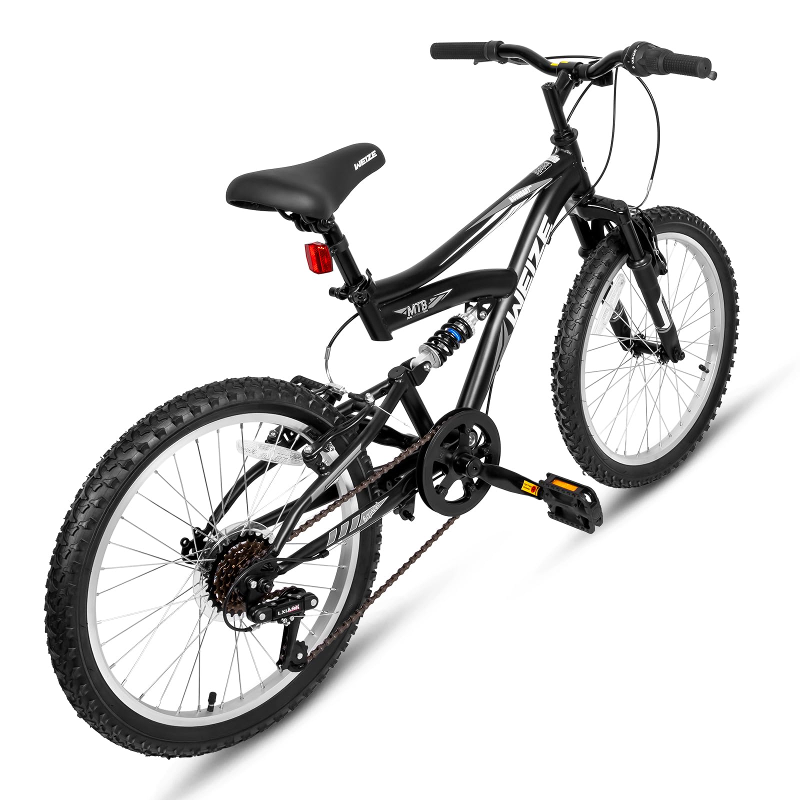 WEIZE Kids Mountain Bike, 20 24 inch Kids' Bicycles for 6-14 Years Old Boys Girls with Dual Full Suspension, 6 Speeds Drivetrain, High-Carbon Steel Frame, Ideal for Young Riders and Adventurers
