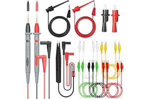 COL-PARY Electrical Multimeter Test Leads Set with Alligator Clips Crocodile Alligator Clips Electrical Test Hook Test Probes Lead Professional Kit for Electric Circuit Connection, DIY School Experiments