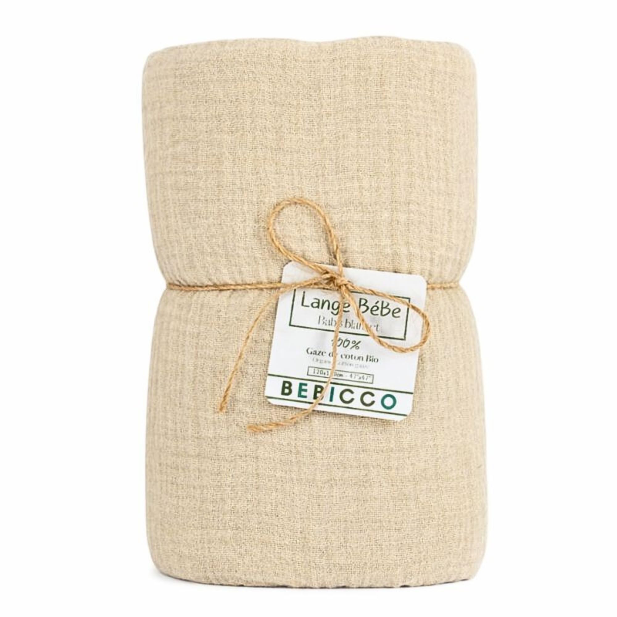 BEBICCO Swaddle Blanket/Baby Swaddle (Beige Sand, 120 x 120 cm)
