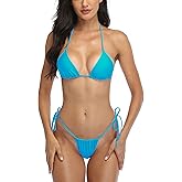 SHERRYLO String Thong Bikinis for Women Sexy Thongs Bikini Brazilian Swimsuit Bathing Suit Triangle Top Sexy Tanning Swimwear Turquoise