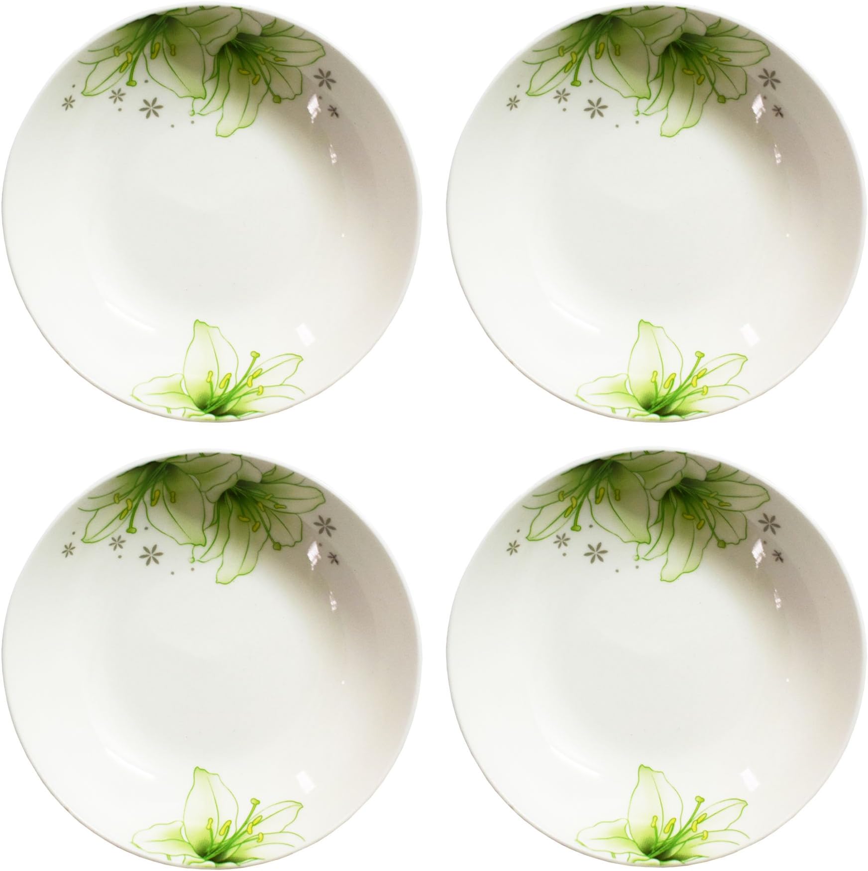 BandTie 4-Pack 4-Inch Small Size Round Plate Kitchen Dishes Chinese Jingdezhen Bone China Soy Sauce Dessert Plates Dish Fashion Creative Ceramics Tea Coffee Cup Saucer,Green