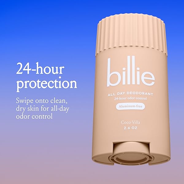 BILLIE ALL DAY DEODORANT, 24-HOUR ODOR PROTECTION, ALUMINUM-FREE, COCO VILLA, 2.6OZ