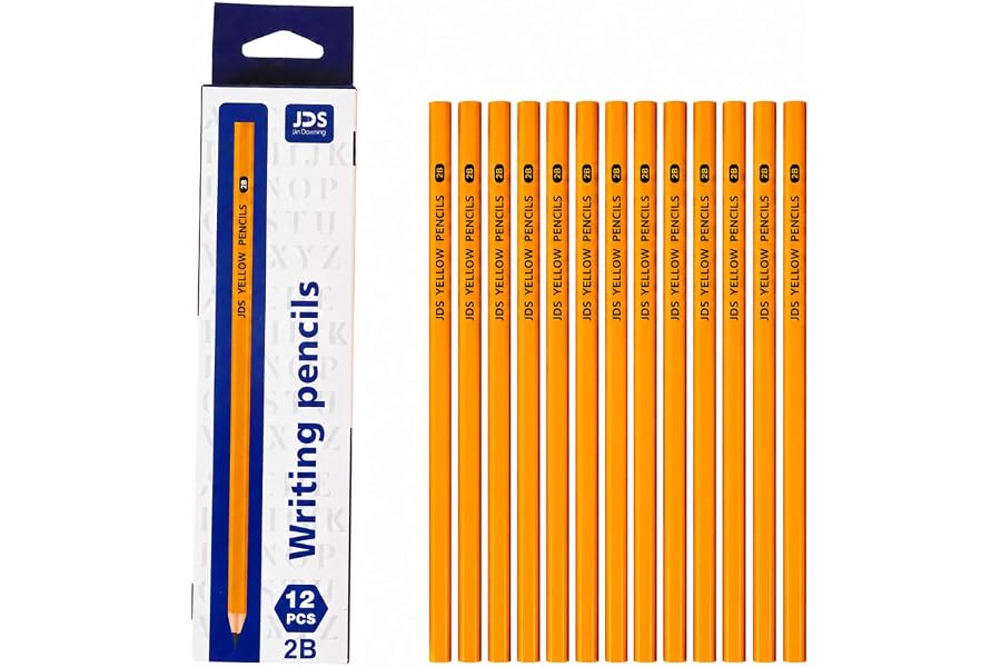 Srriuir 12 Count HB Pencils, Yellow Wooden Graphite Pencilss, Hexagonal Unsharpened Pencil Without Erasers for Writing, Drawing, Sketching, School, Office and Home