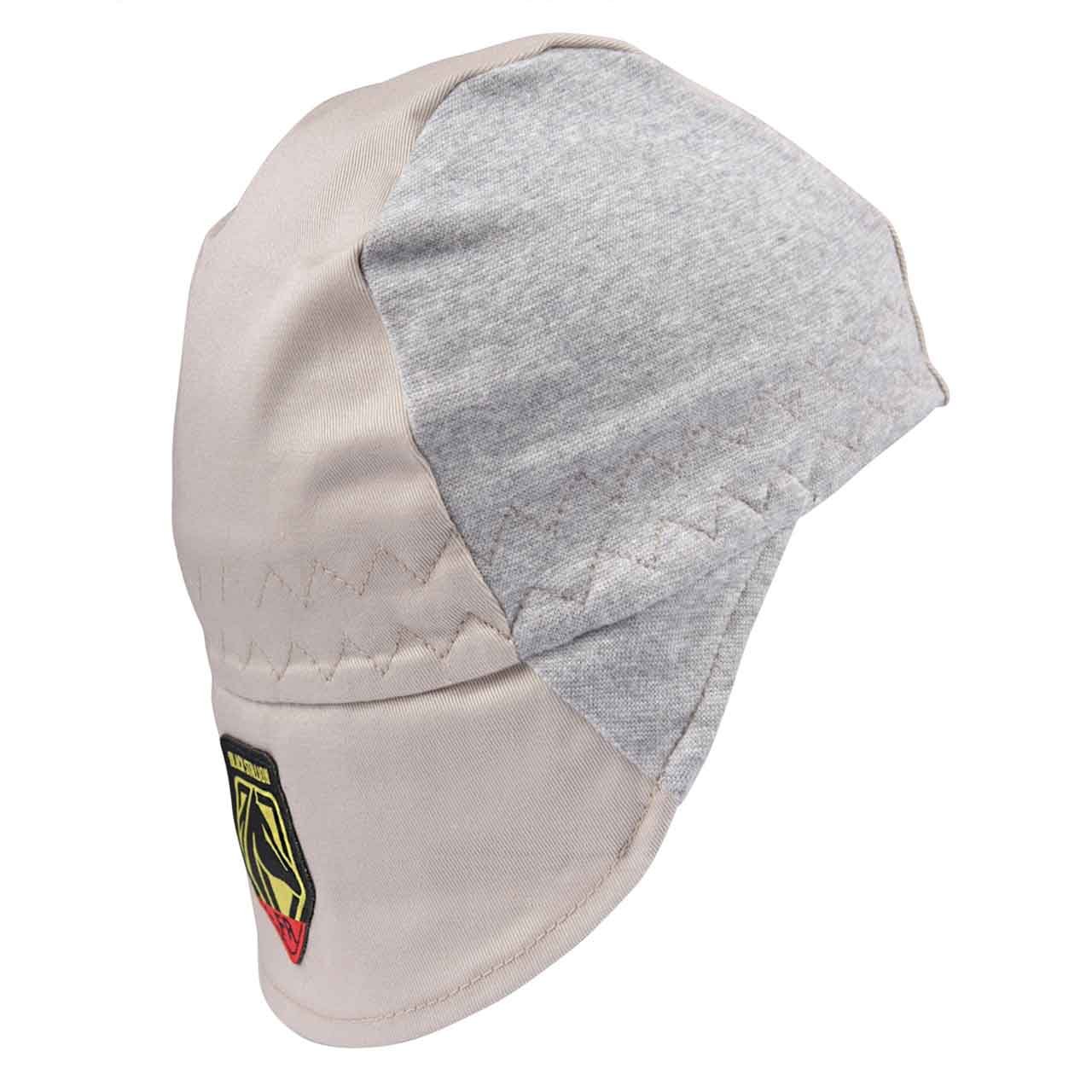 Black Stallion AH1630-GS FR Cotton Welding Cap with Hidden Bill Extension, Gray/Stone Khaki, Medium
