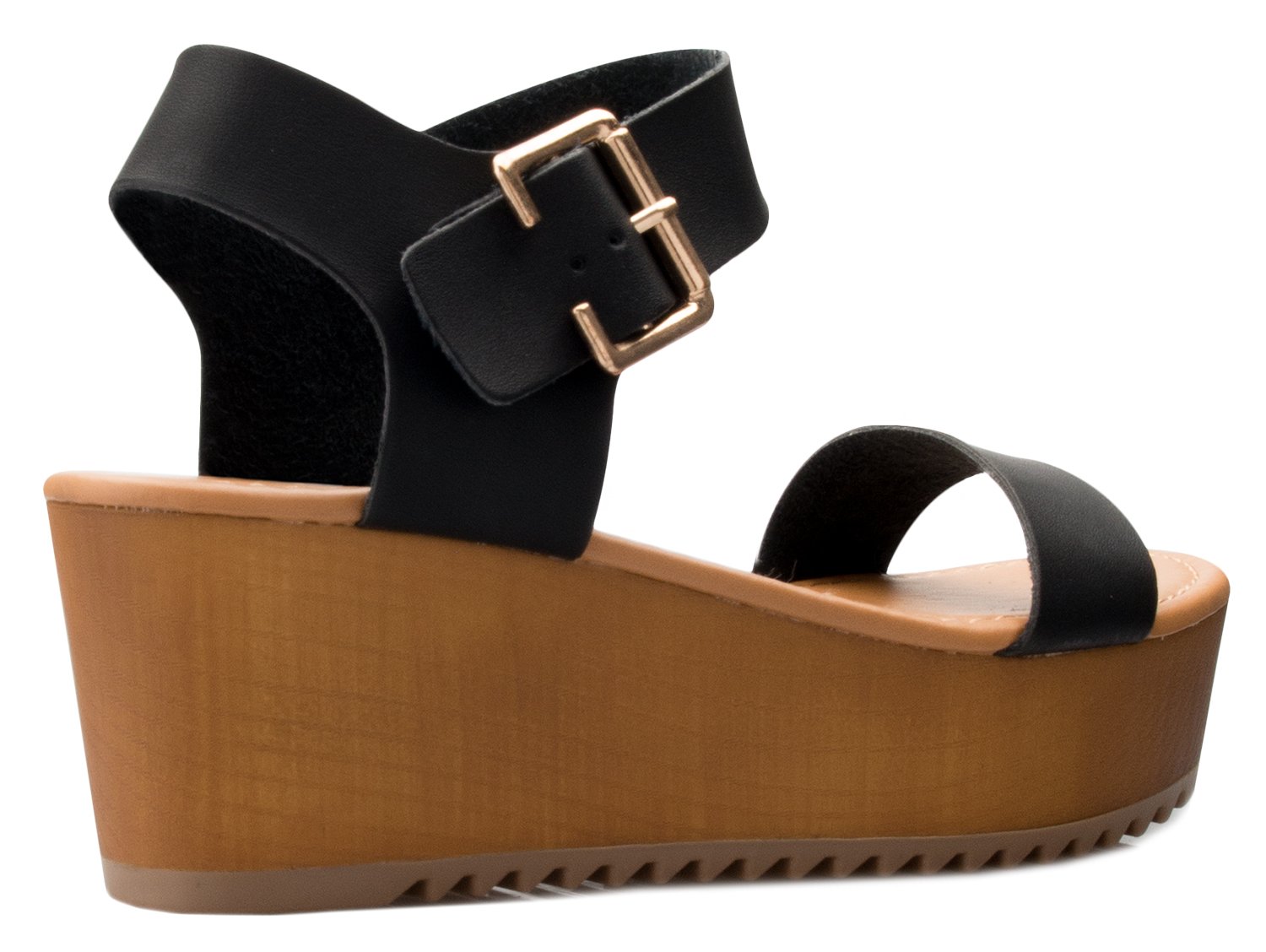 Olivia K Women's Platform Buckle Sandal - Open Peep Toe Fashion Chunky Ankle Strap Shoe - Image 4