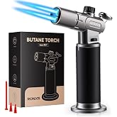 RONXS Butane Torch, Refillable Kitchen Cooking Lighter, Adjustable Flame | Single/Dual Flame with Safety Lock, Mini Blow for Creme Brulee Baking Welding BBQ Crafts DIY Soldering, Butane Not Included