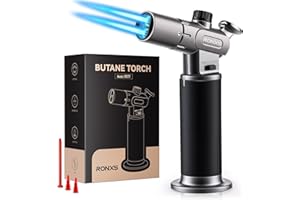 RONXS Torch Lighter, Refillable Kitchen Butane Torch, Cooking Torch with Safety Lock and Adjustable Single/Dual Flame for Creme Brulee, BBQ, Baking, Crafts and Soldering (Butane Gas Not Included)
