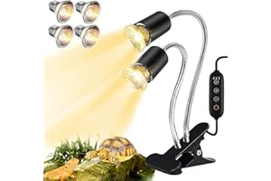 LACHESAN Turtle Heat Lamp for Reptile,UVA Light for Turtle,Bearded Dragon Basking Light Bulbs,Dimmable 360°Gooseneck Heating Lamp,with E26 Bulb (25W*2，50W*2)
