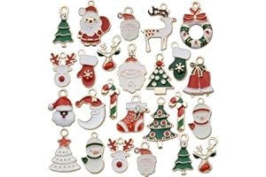 ILOVEDIYBEADS 40pcs Assorted Gold Plated Christmas Enamel Charm Pendant for DIY Jewelry Making Necklace Bracelet Earring DIY Jewelry Accessories Charms (M045)