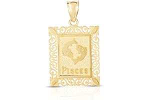 Floreo 10k Yellow Gold Horoscope Zodiac Sign Pendant with Optional Necklace, 0.73" x 0.62"