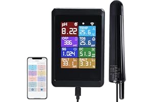 TECKOPLUS 8-in-1 WiFi Digital pH Meter, Multi-Parameter Water Quality Monitor (pH 0–14, Temp 0–60°C, TDS, EC, Salinity, ORP, 