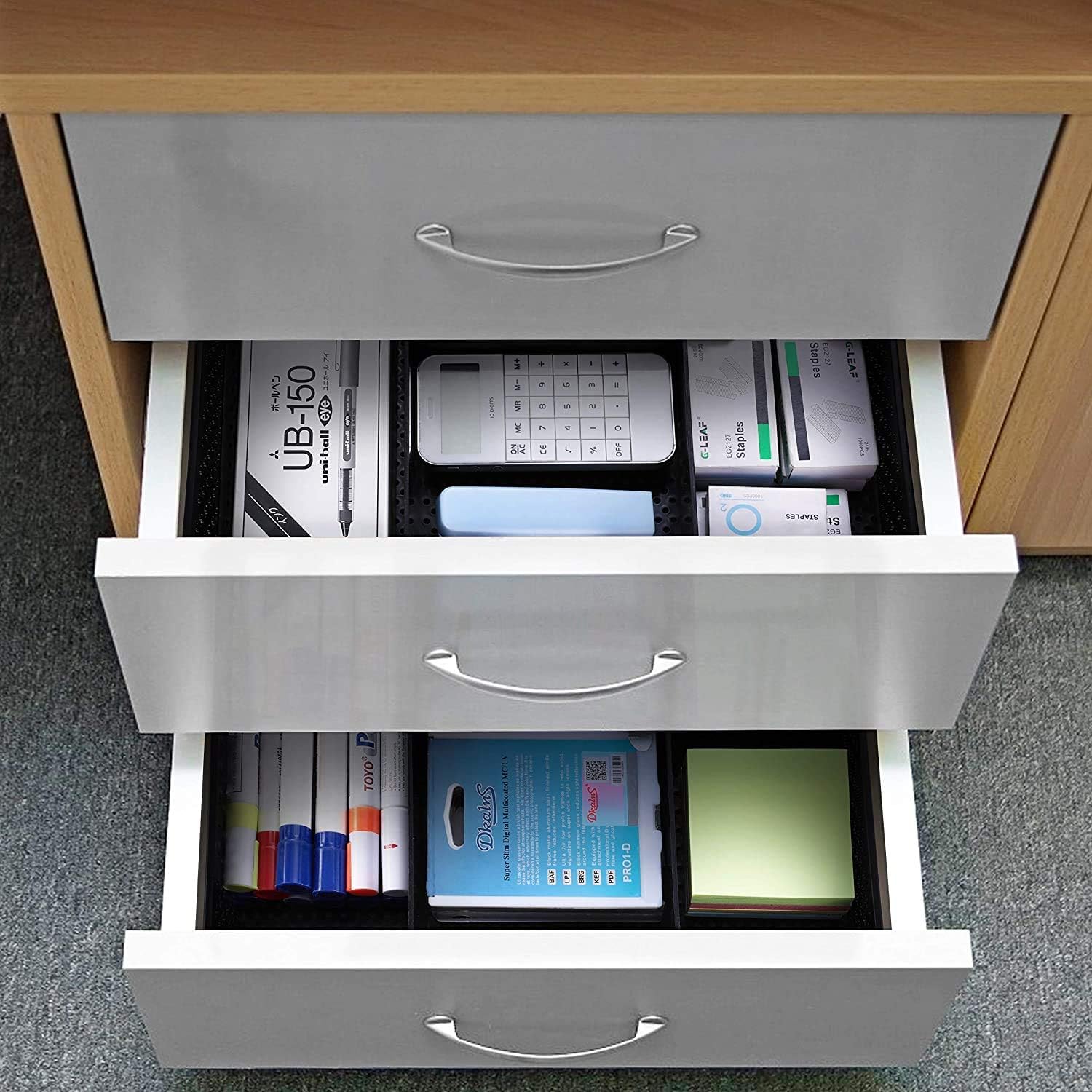 Simple Trending 5-Trays Mesh Desk File Organizer Vertical Document Letter Tray Wall File Holder with Plastic Drawer Organizer for Office Home, Black : Office Products