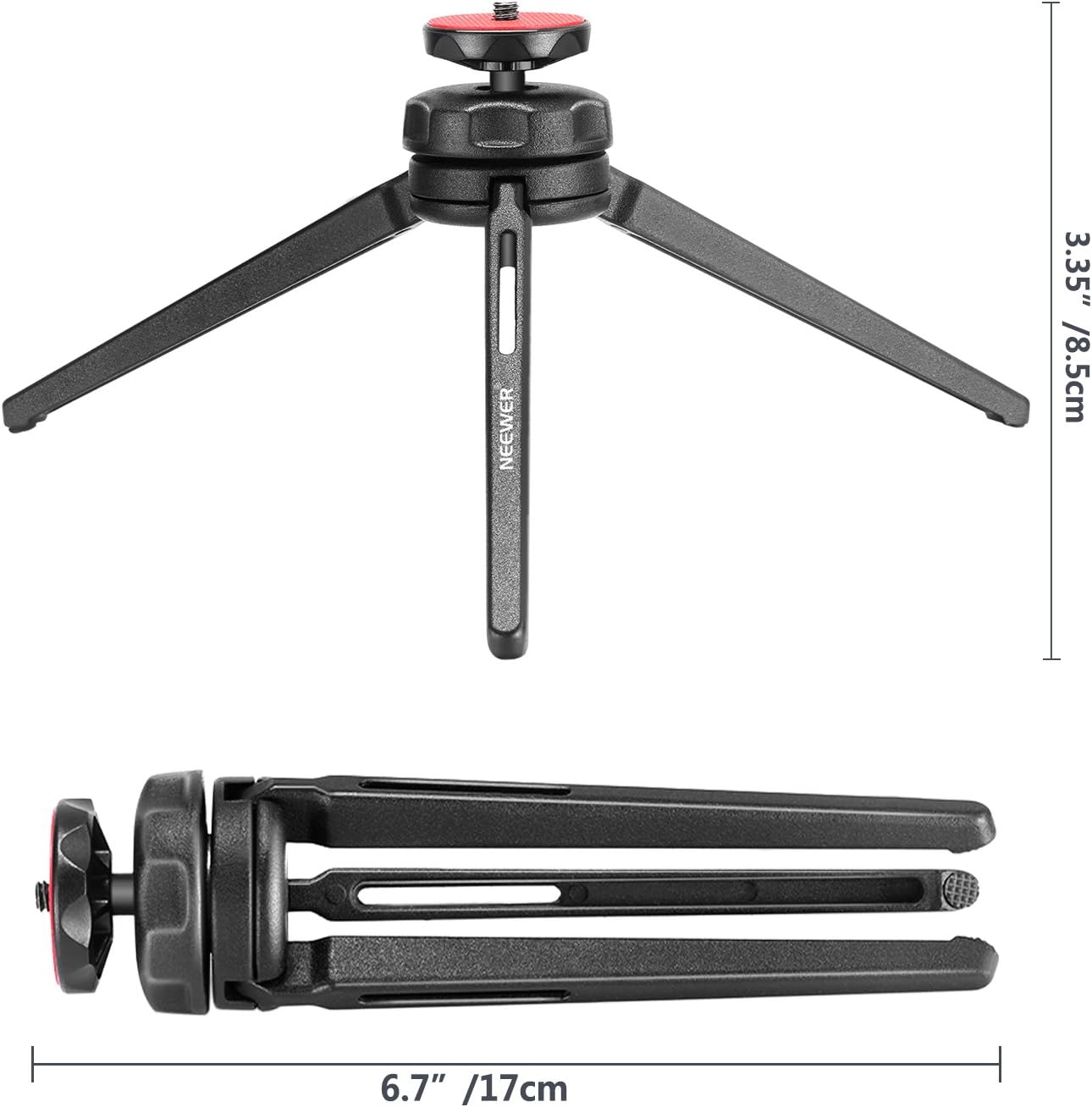 Neewer Mini Tabletop Tripod Stabilizer Grip, Lightweight Portable Aluminum Alloy Stand with Swivel Ball Head for DSLR Cameras, Smartphones, Video Camcorders up to 6.6 pounds/3 kilograms (Black) : Camera & Photo