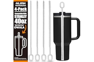 ALINK Straw Brush Cleaner for Stanley, 10 Inch 4 Pack Pipe Cleaning Brush for 40/30/20 oz Stanley Owala Tumbler, Travel Bottl